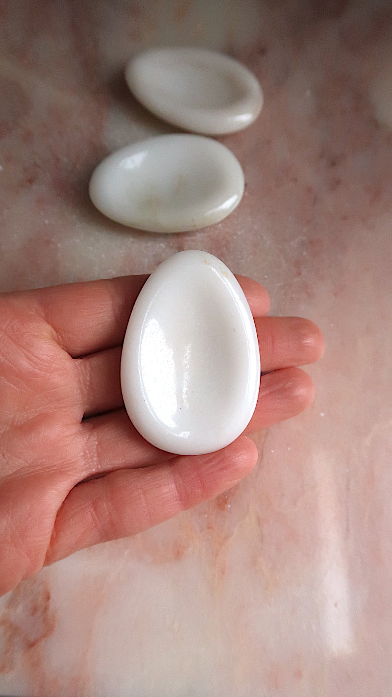 White Jade Palm Stone - For Peace