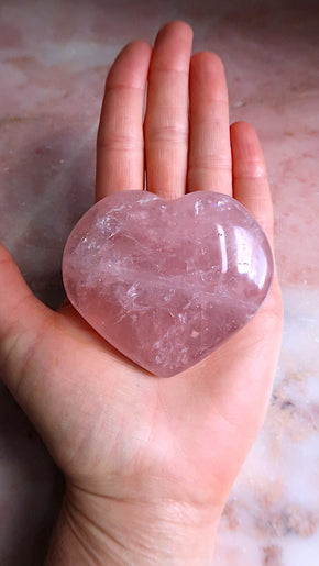 Large Rose Quartz Heart (rainbow flash)
