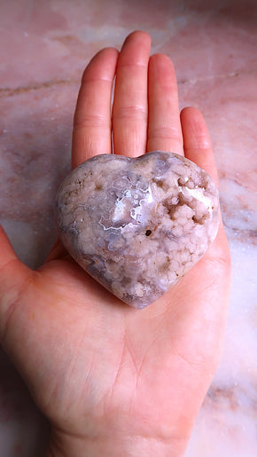 Chunky Flower Agate Heart