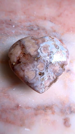 Chunky Flower Agate Heart