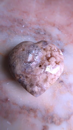 Chunky Flower Agate Heart