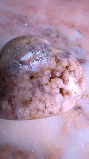 Chunky Flower Agate Heart