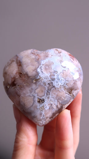 Chunky Flower Agate Heart