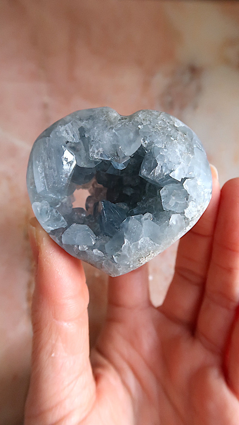 Premium Celestite Heart Cluster