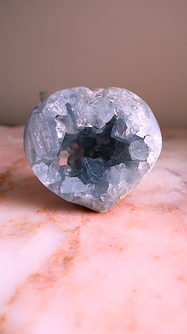 Premium Celestite Heart Cluster