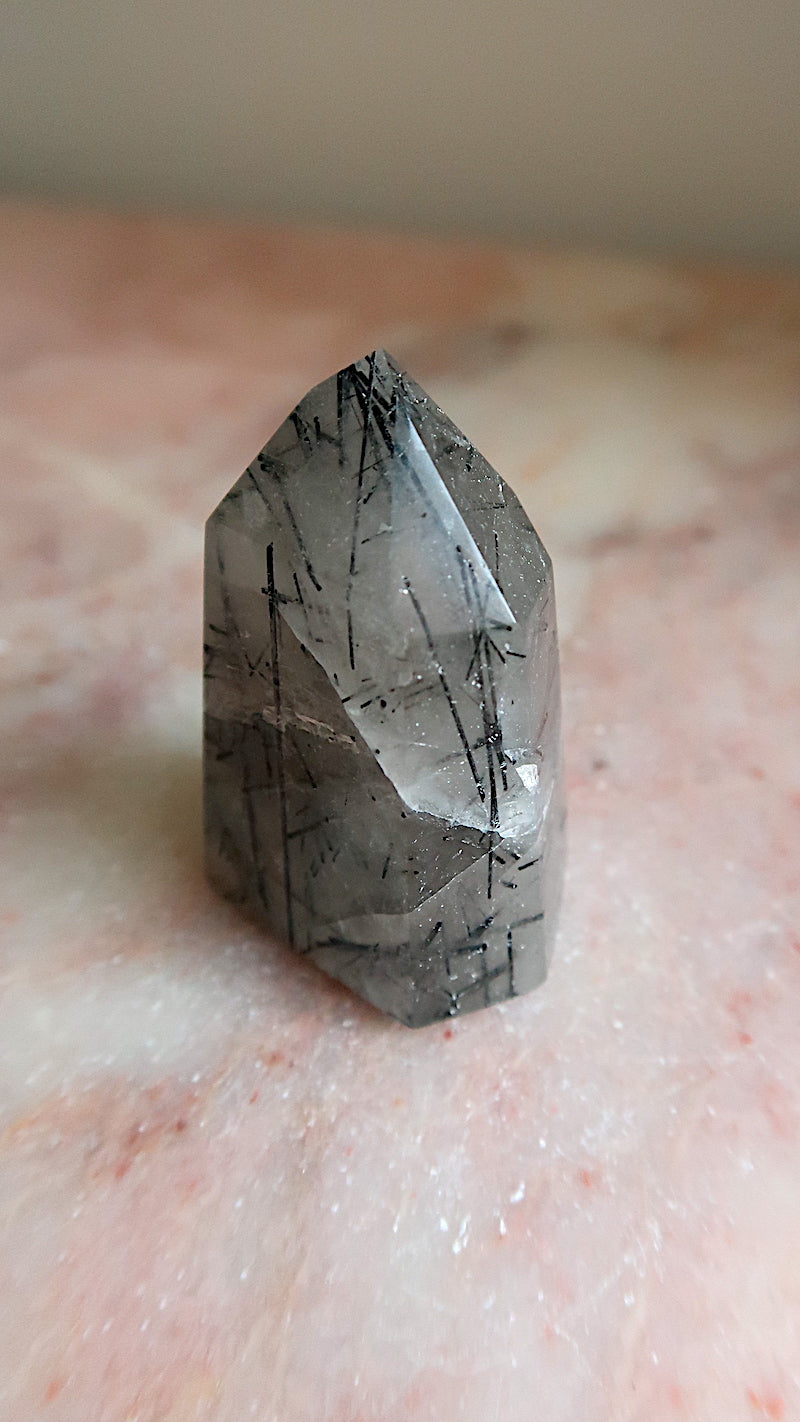 Black Tourmaline Rutile Point