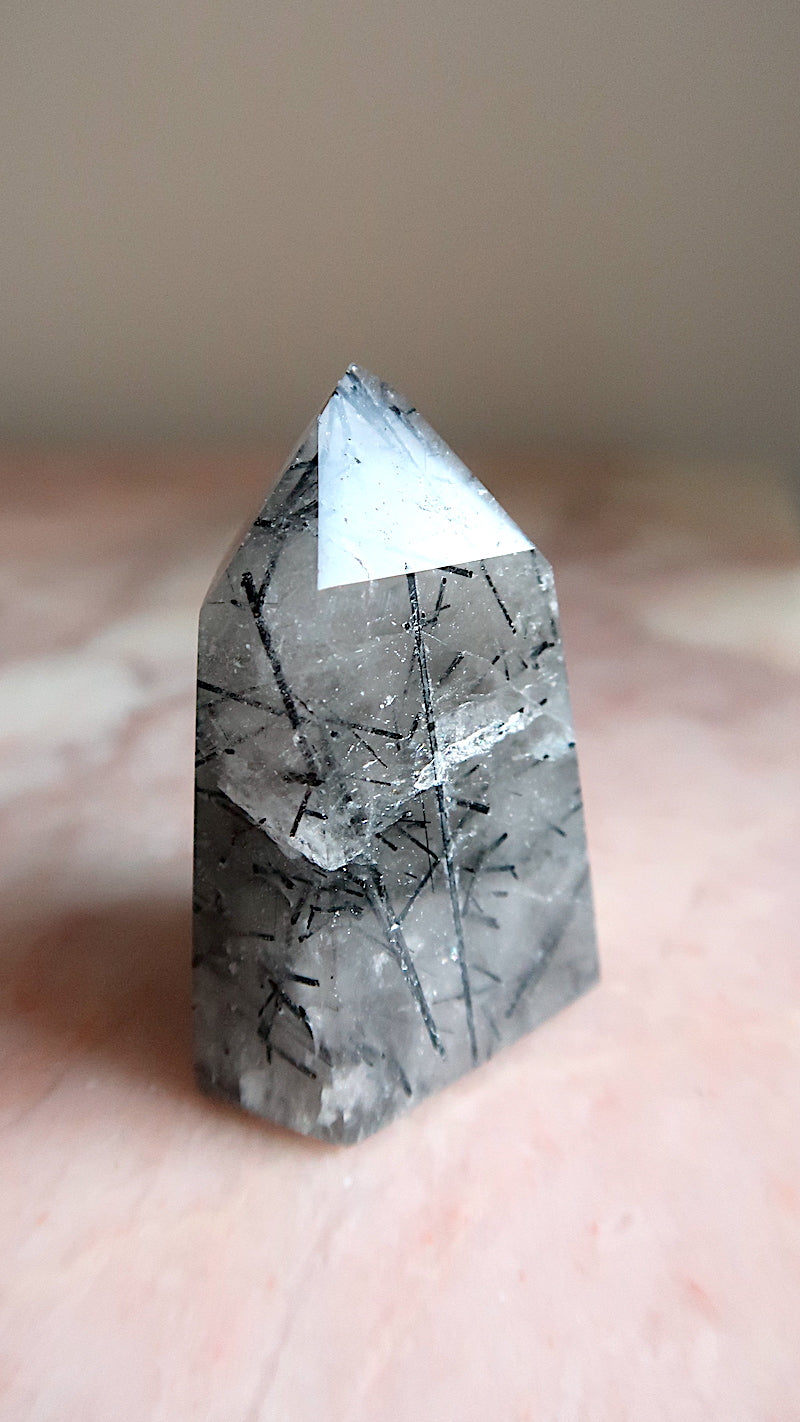 Black Tourmaline Rutile Point