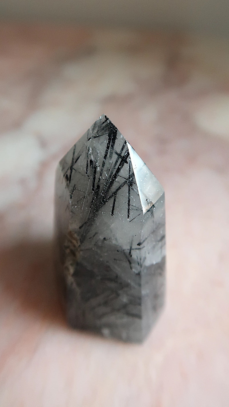 Black Tourmaline Rutile Point