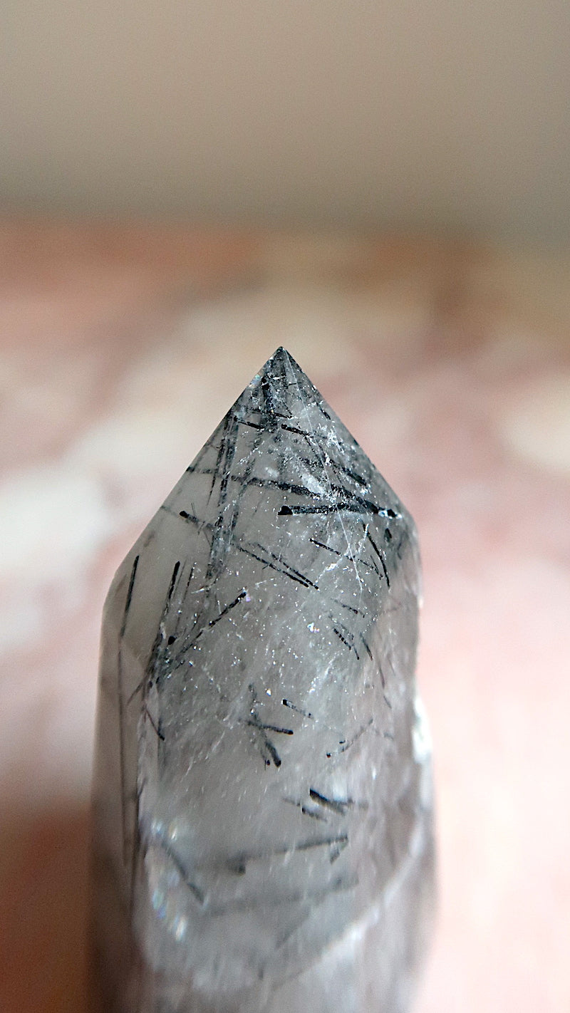 Black Tourmaline Rutile Point