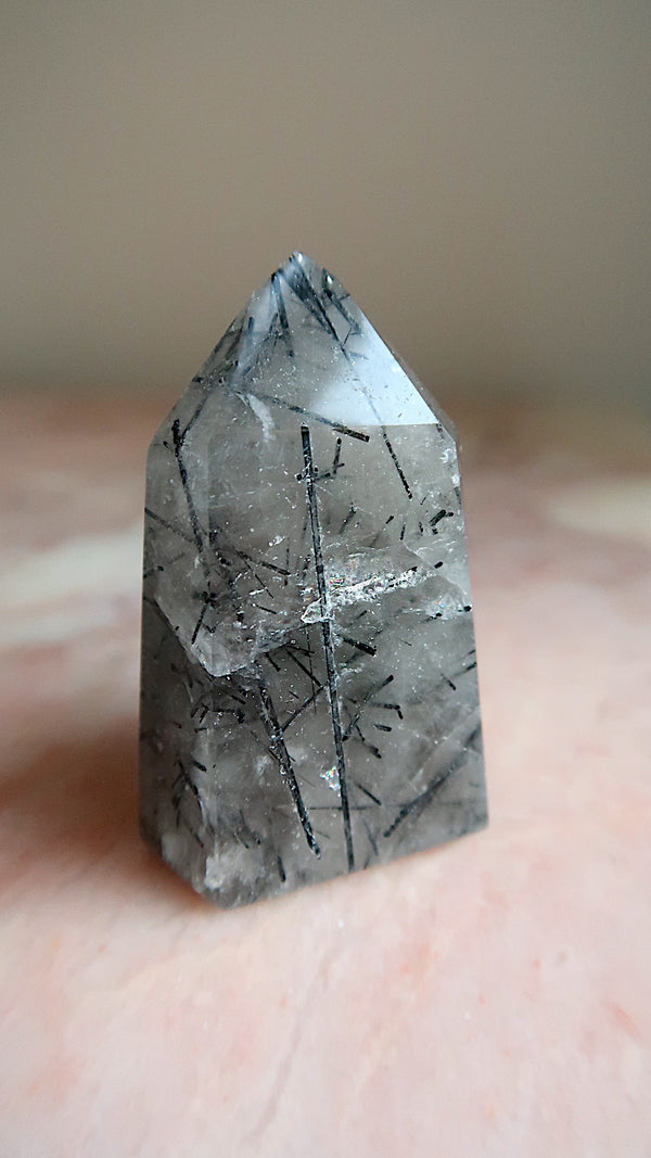 Black Tourmaline Rutile Point