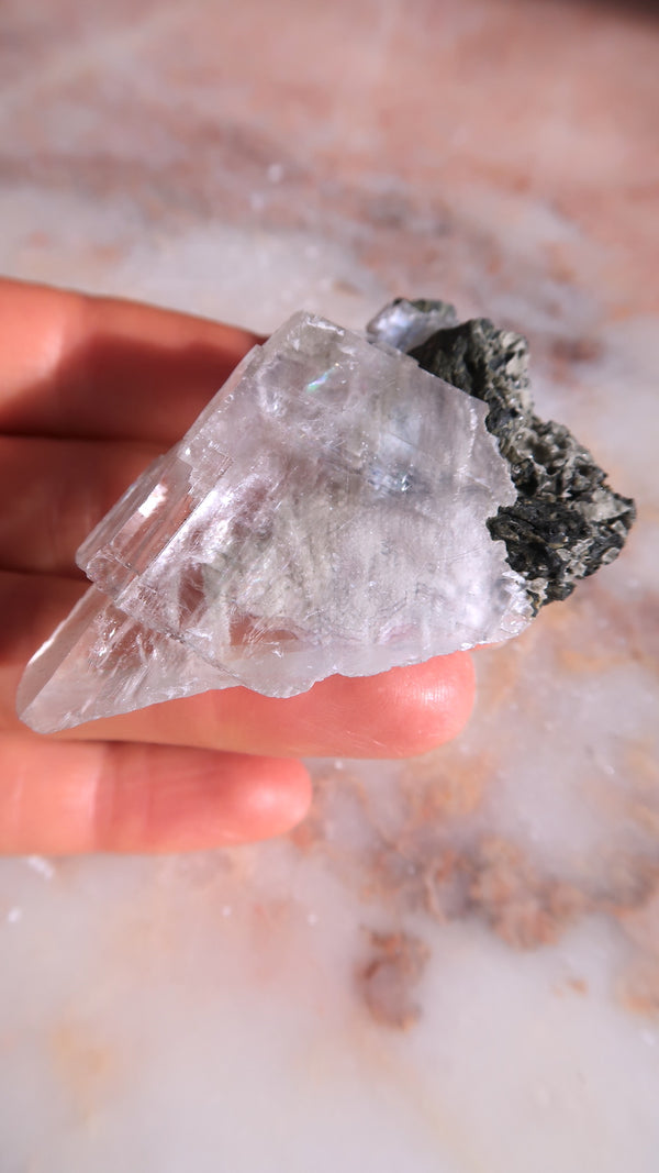 Raw Clear Optical Calcite (rainbows)
