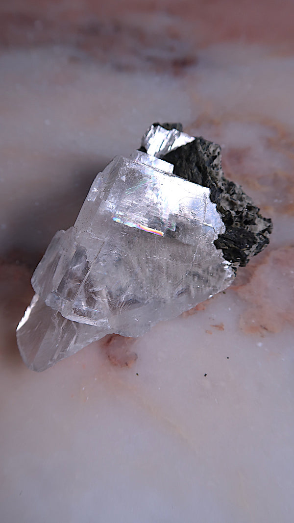 Raw Clear Optical Calcite (rainbows)