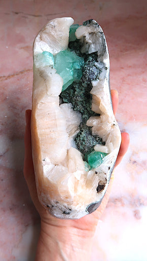 Large Green Apophyllite & Stilbite