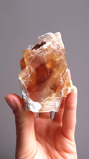Rare Amber Optical Calcite (rainbow flash)