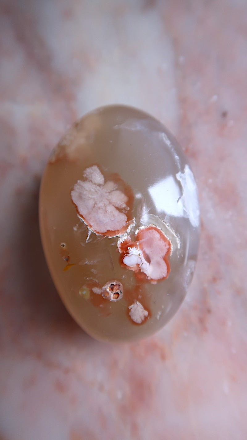Large Flower Agate Palm Stone