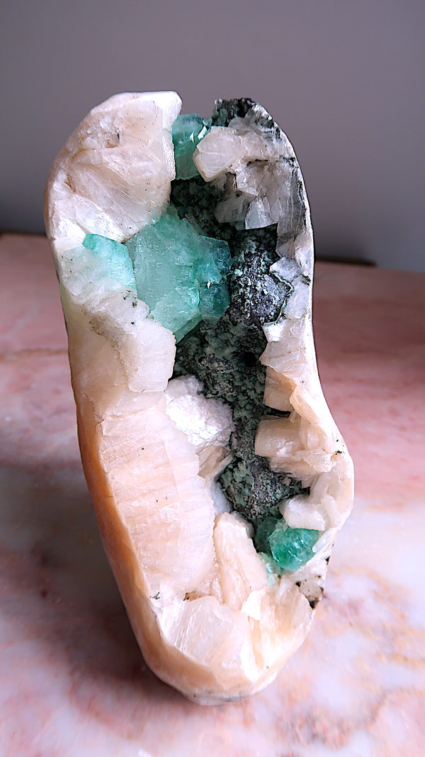 Large Green Apophyllite & Stilbite