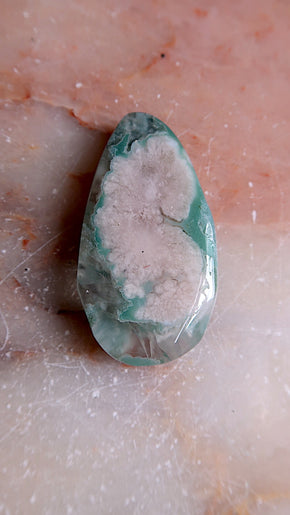 Green Flower Agate Pocket Stone
