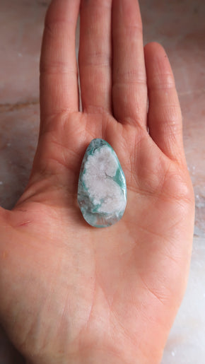 Green Flower Agate Pocket Stone