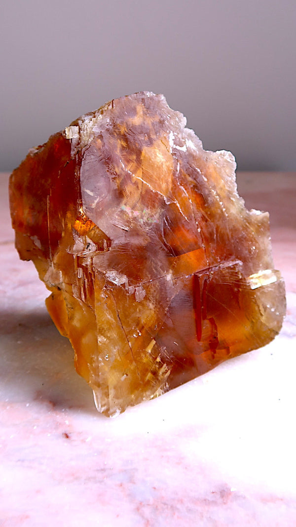 Large Amber Calcite (with rainbows)