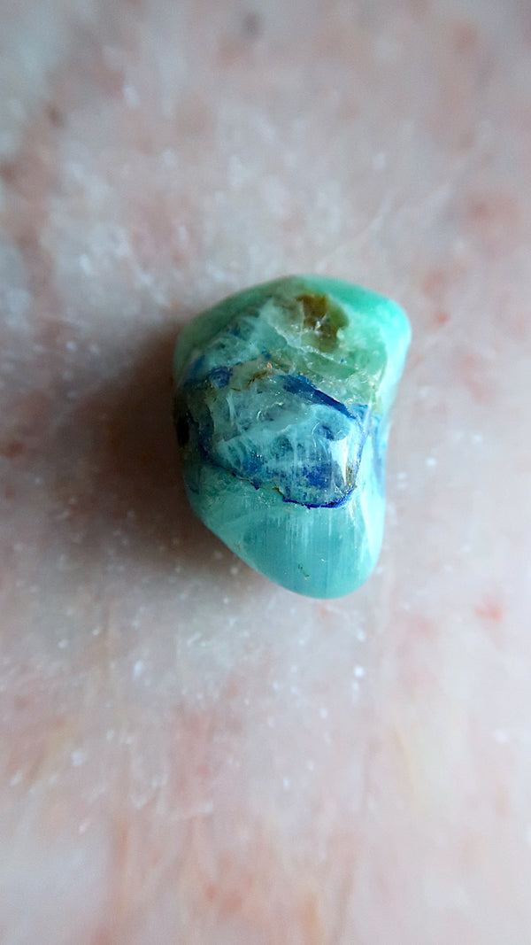 Green Moonstone (with Azurite)