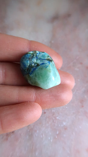 Green Moonstone (with Azurite)