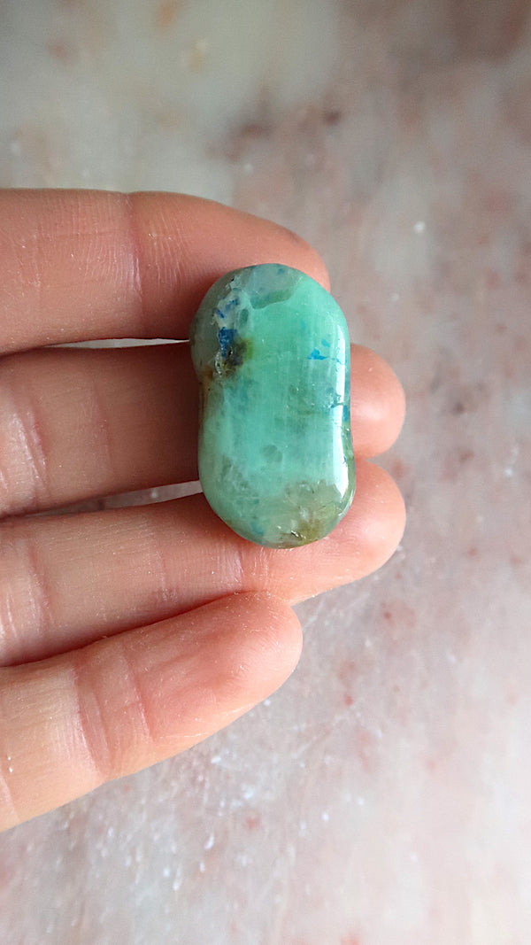 Green Moonstone (with Azurite)