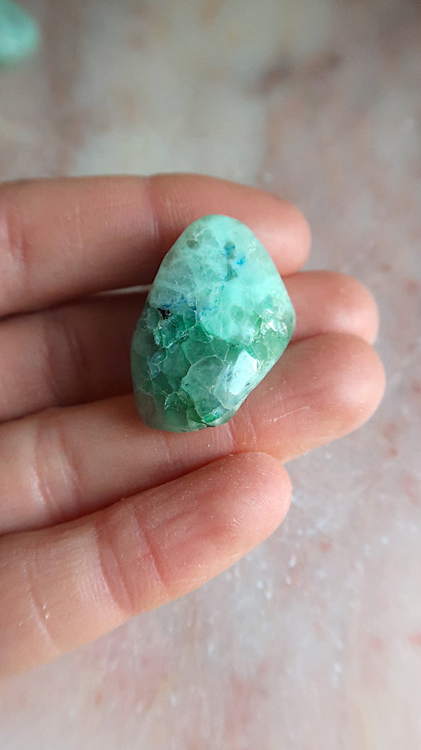 Green Moonstone (with Azurite)