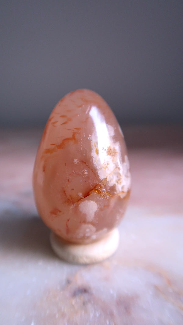 Pink Flower Agate Egg