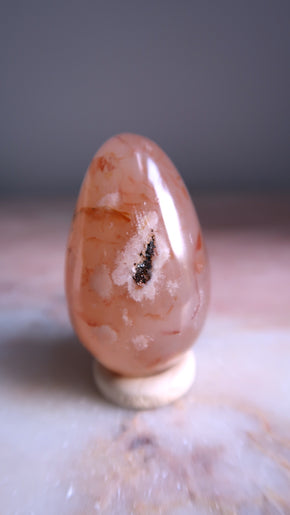 Pink Flower Agate Egg