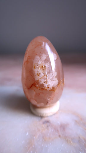 Pink Flower Agate Egg