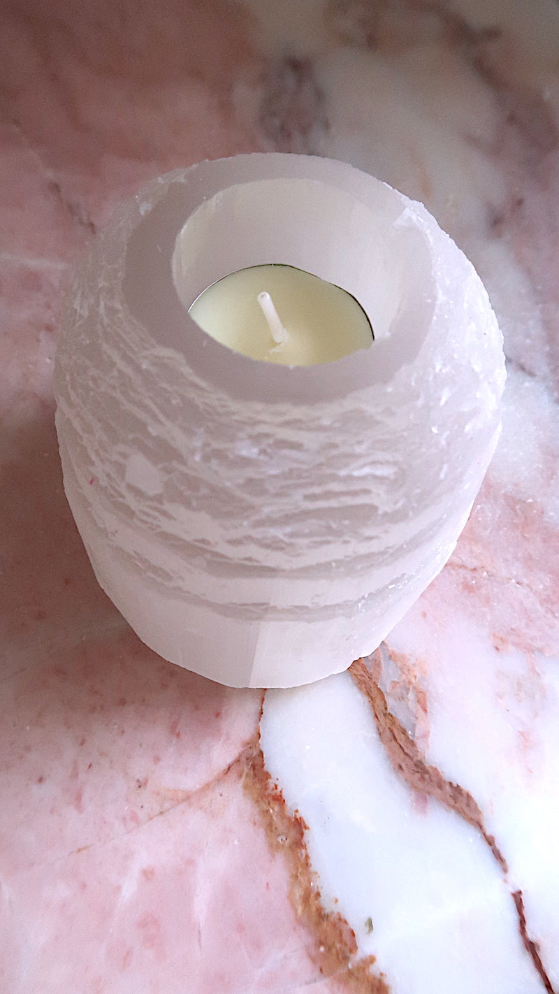 Large Selenite Candle Holders