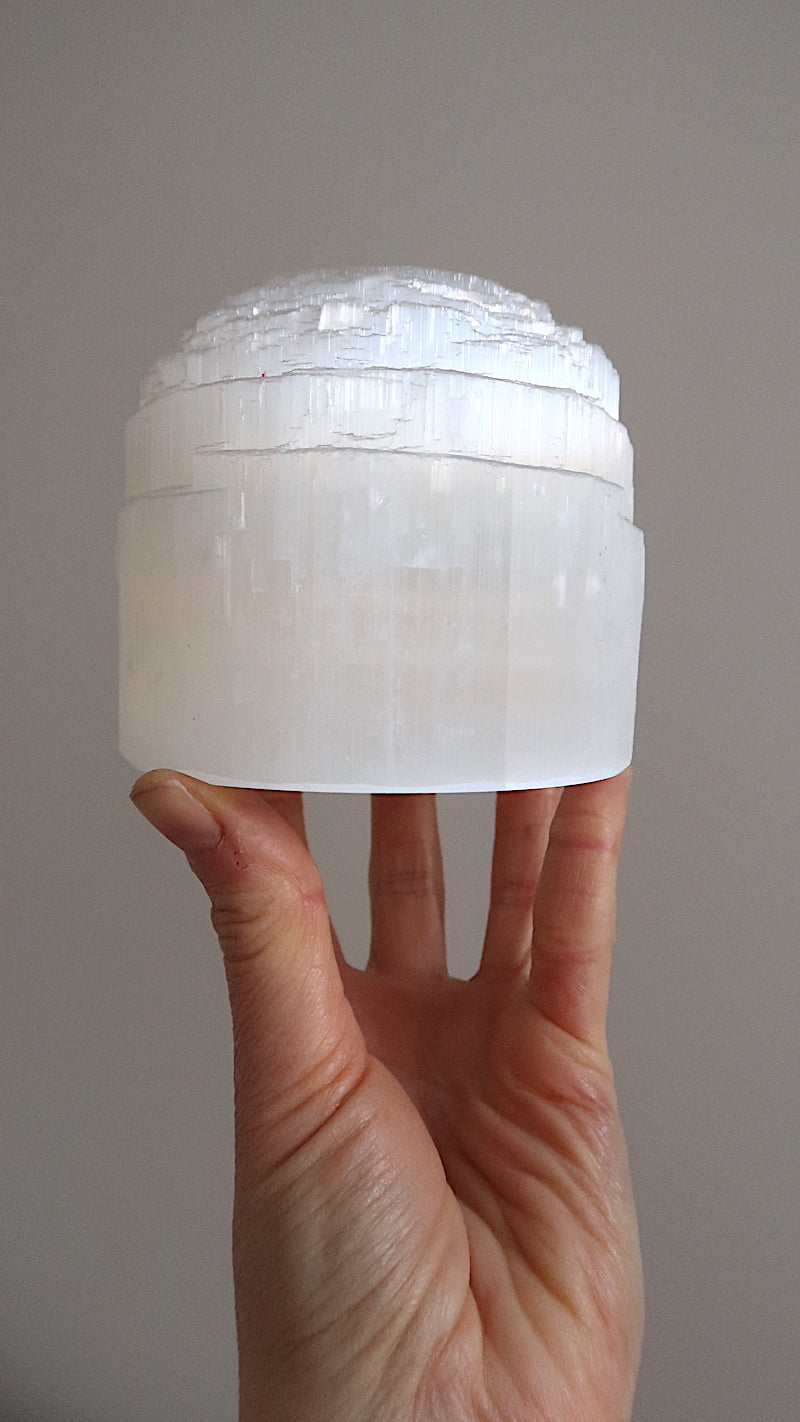 Large Selenite Candle Holders