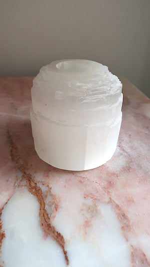 Large Selenite Candle Holders