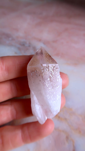 Pink Candle Quartz Point (self-healing)