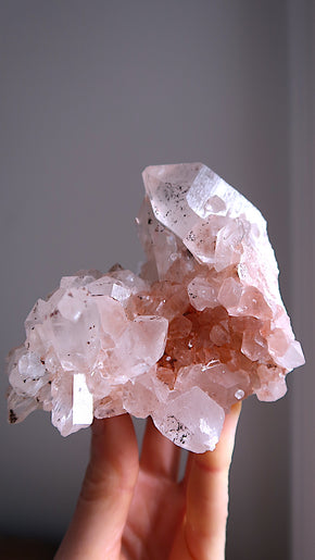 Large Rare Pink Samadhi Quartz Cluster