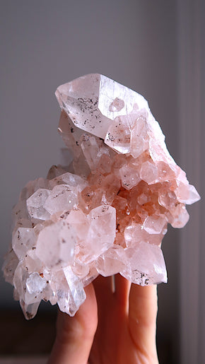 Large Rare Pink Samadhi Quartz Cluster