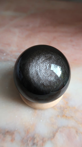 Large Silver Obsidian Sphere