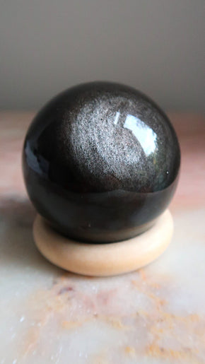 Large Silver Obsidian Sphere