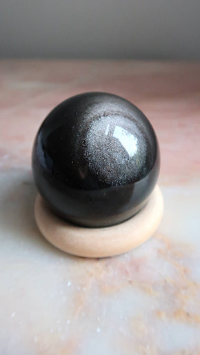 Silver Obsidian Sphere