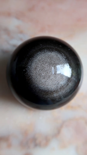 Silver Obsidian Sphere