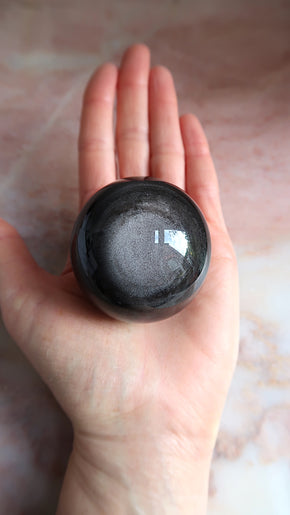 Silver Obsidian Sphere