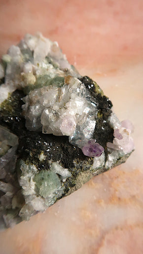 Natural Prehnite & Amethyst Cluster (old collectors specimen)