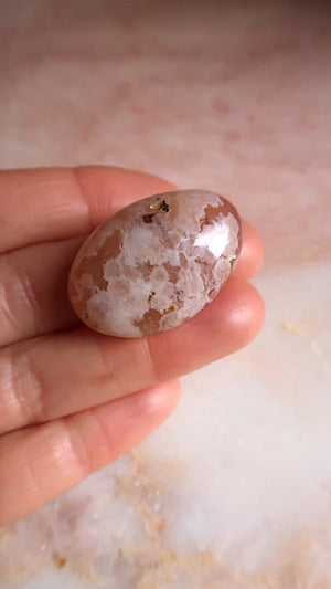 Pink Flower Agate Pocket Stone