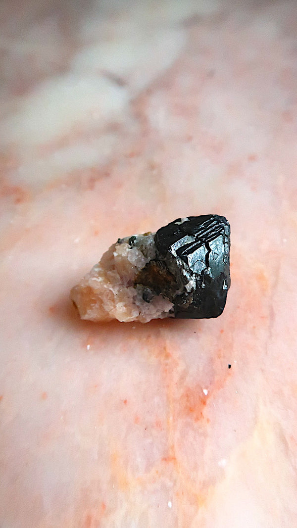 Black Spinal and Peach Calcite
