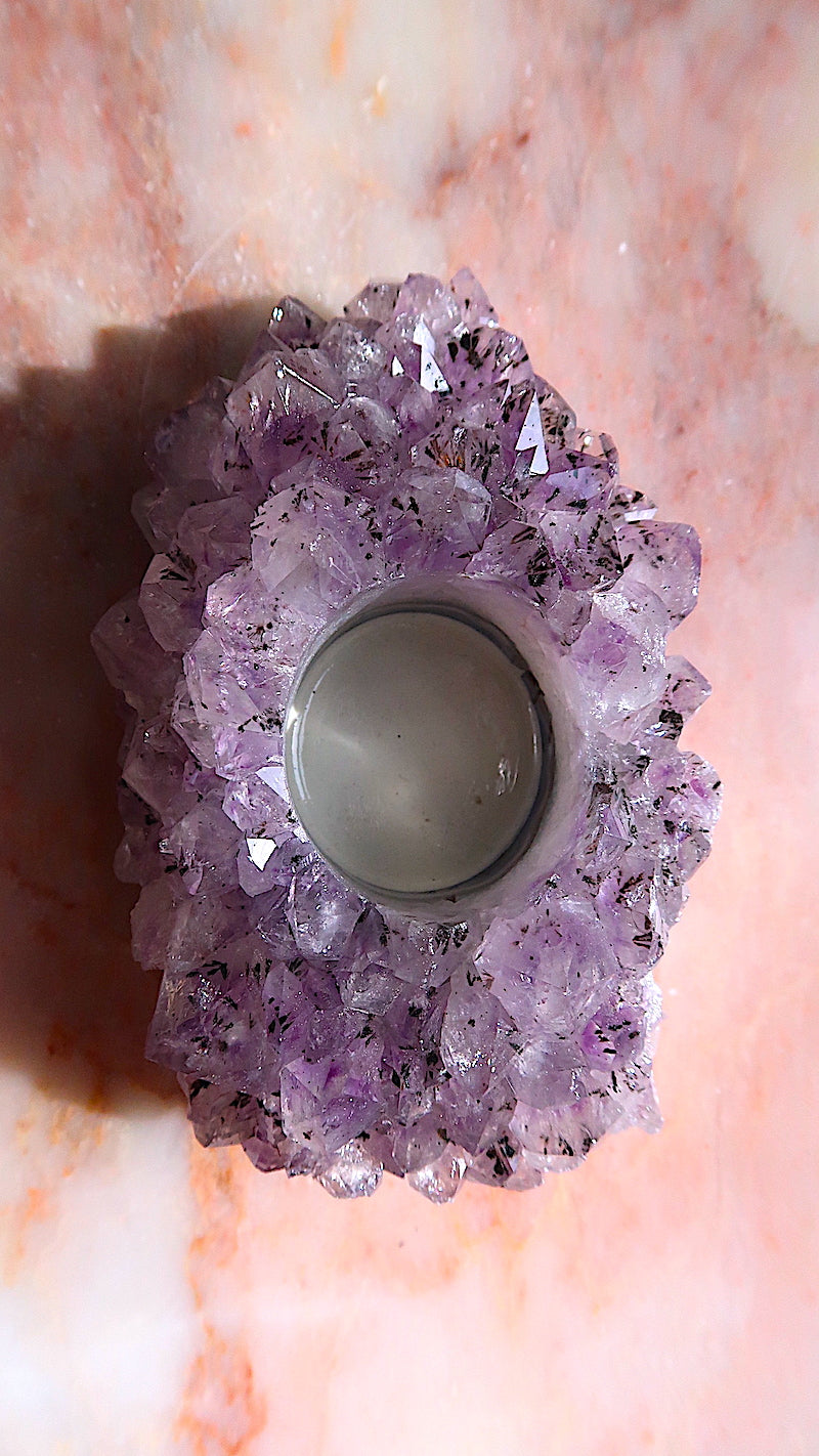 Amethyst Cluster Tea Light Holder