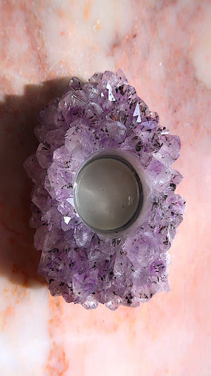 Amethyst Cluster Tea Light Holder