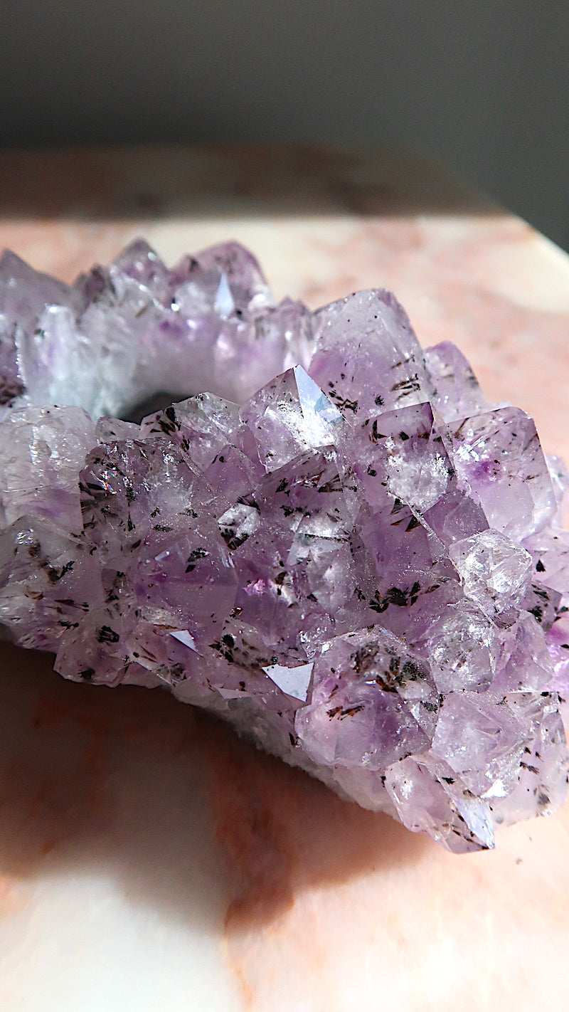 Amethyst Cluster Tea Light Holder