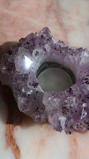 Amethyst Cluster Tea Light Holder