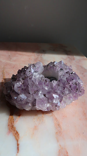 Amethyst Cluster Tea Light Holder