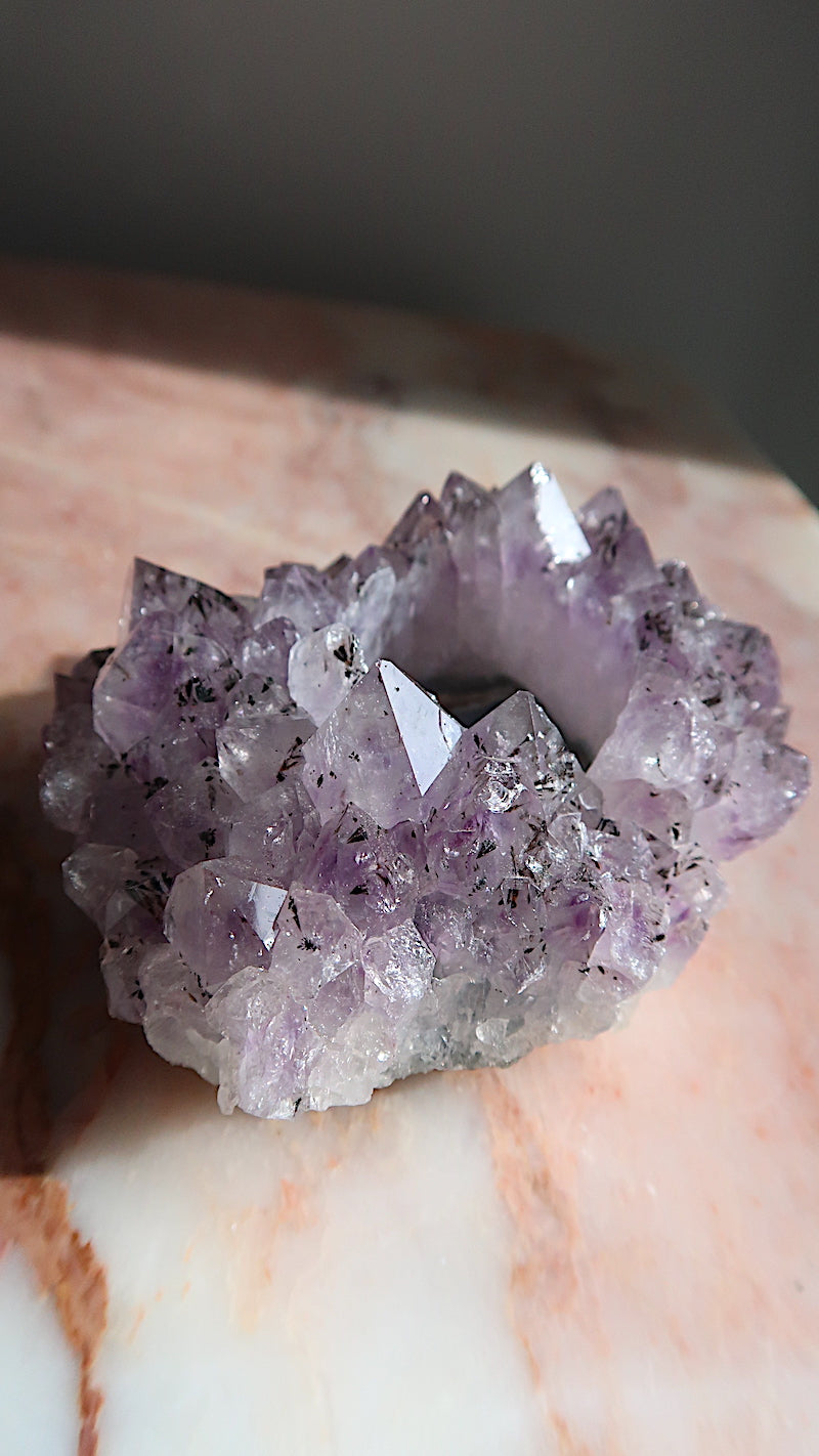 Amethyst Cluster Tea Light Holder